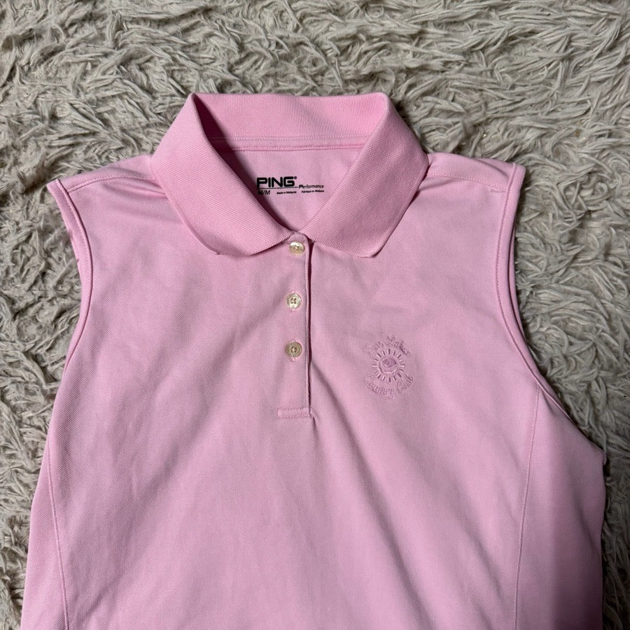 Other Women’s Medium Pink Ping Sleeveless Athletic Polo Shirt (2)