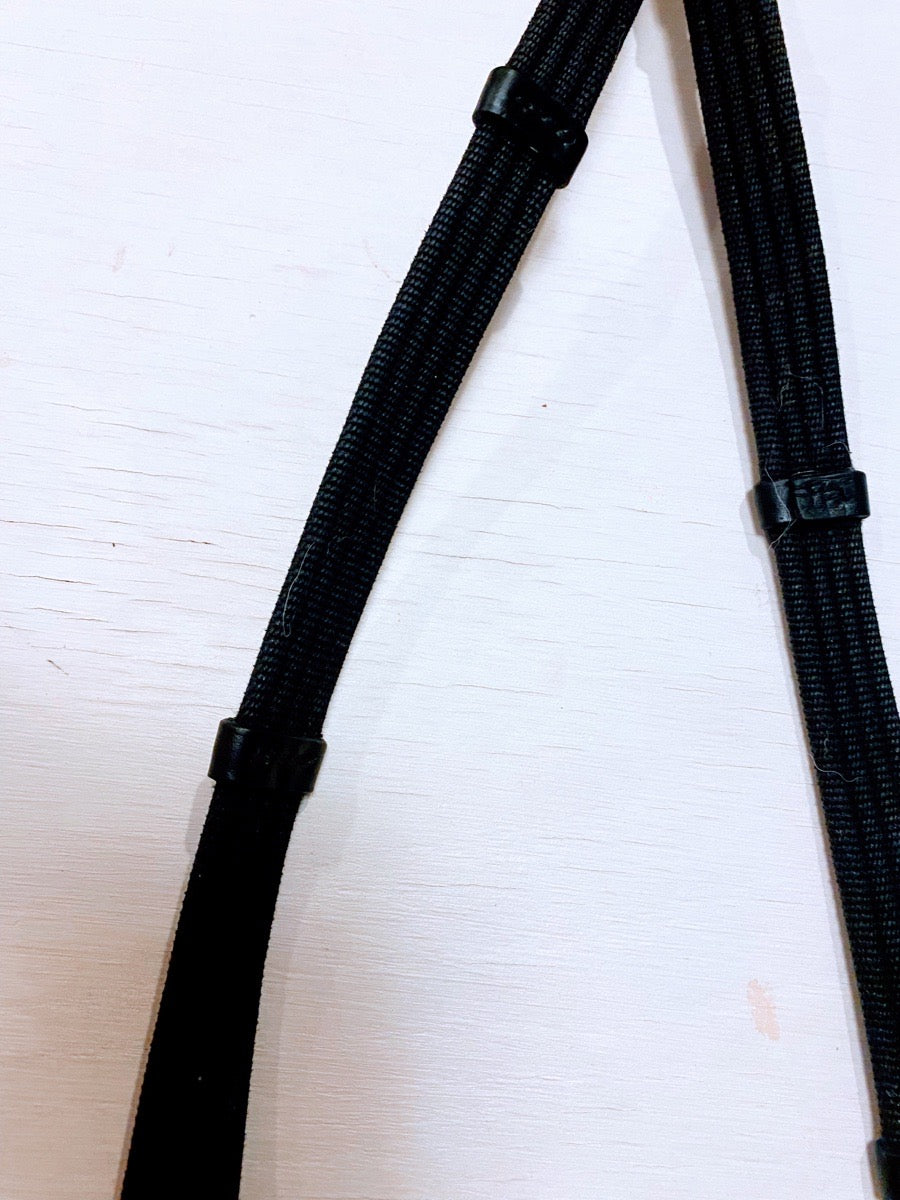 NWOT Black Webbed Reins With Leather