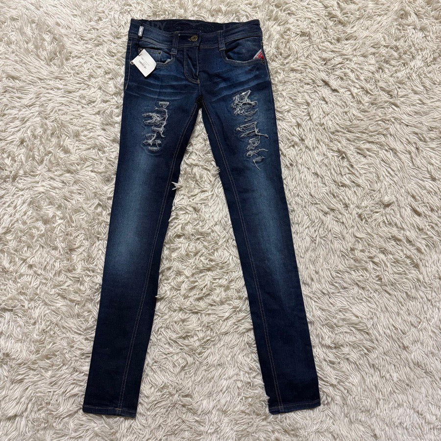 New Women’s Size IT38 Animo Skinny Ripped Dark Wash Jeans