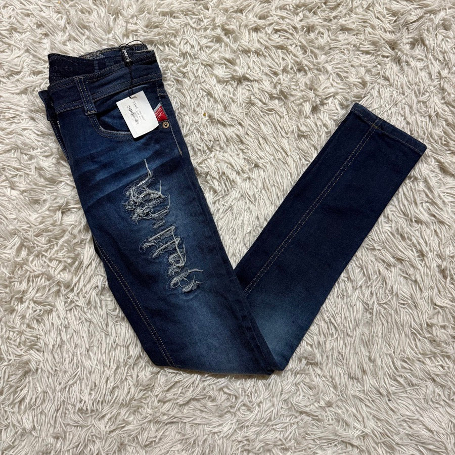 New Women’s Size IT38 Animo Skinny Ripped Dark Wash Jeans