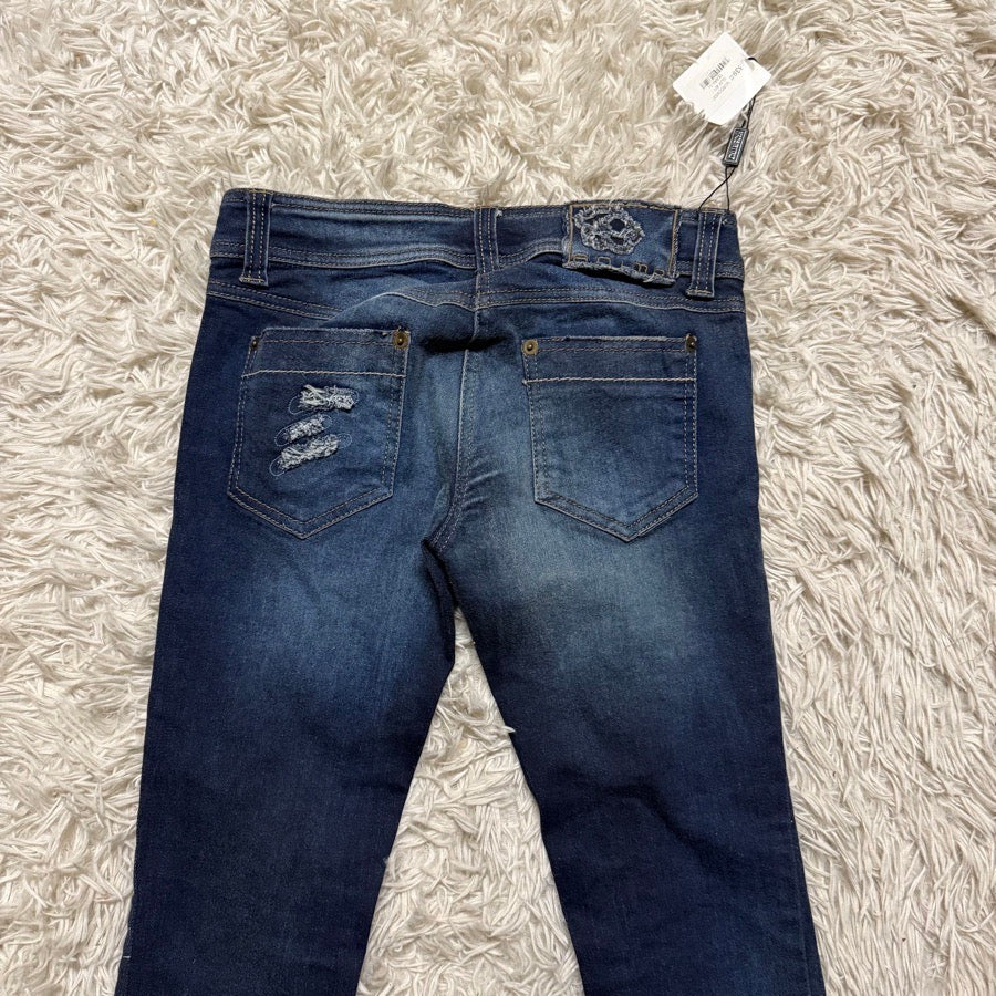 New Women’s Size IT38 Animo Skinny Ripped Dark Wash Jeans
