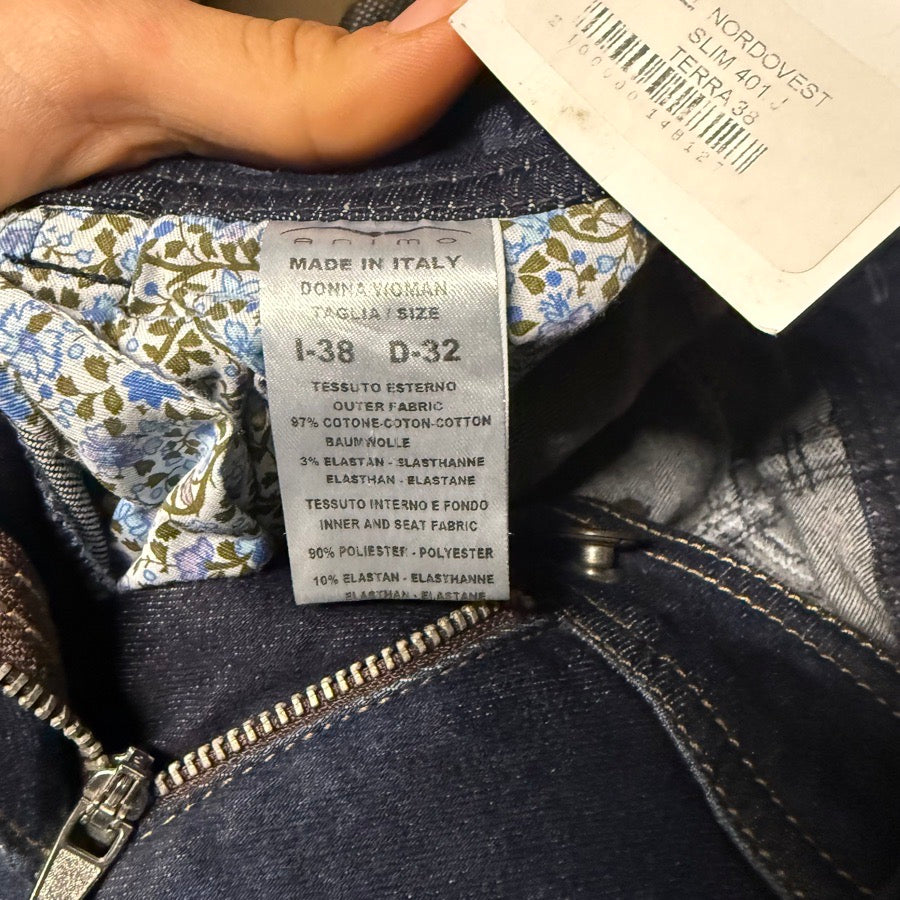 New Women’s Size IT38 Animo Skinny Ripped Dark Wash Jeans