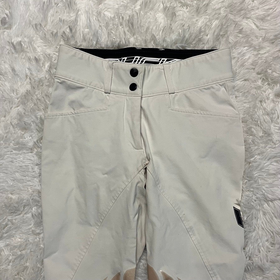 Women’s Size 24 White Struck Knee Patch Horseback Riding Breeches