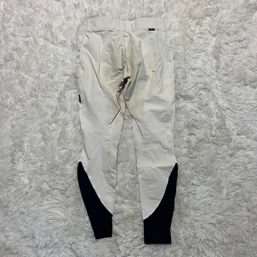 Women’s Size 24 White Struck Knee Patch Horseback Riding Breeches