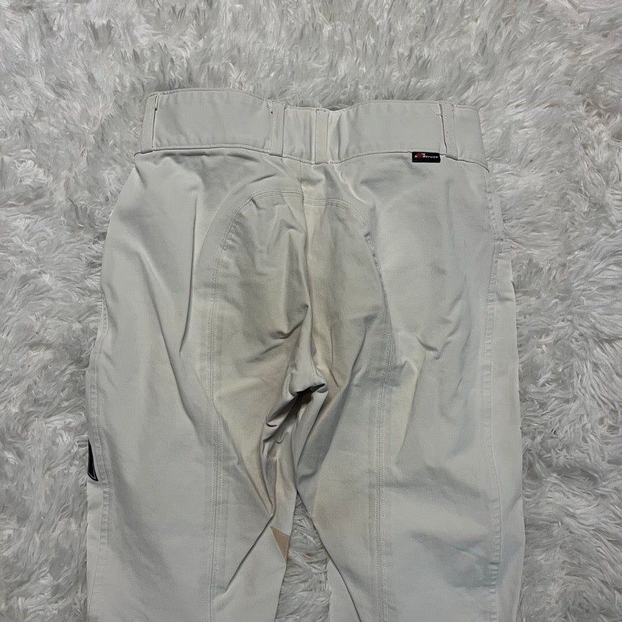 Women’s Size 24 White Struck Knee Patch Horseback Riding Breeches