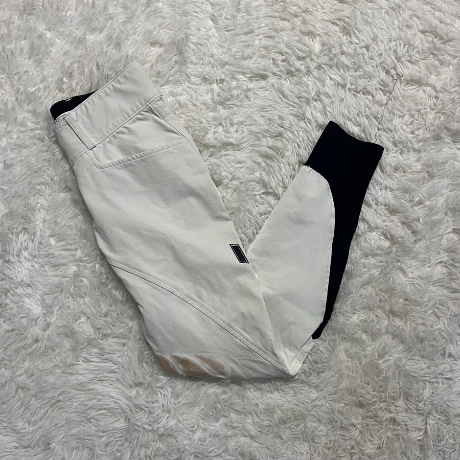 Women’s Size 24 White Struck Knee Patch Horseback Riding Breeches