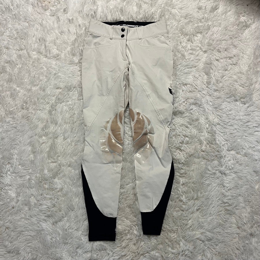 Women’s Size 24 White Struck Knee Patch Horseback Riding Breeches