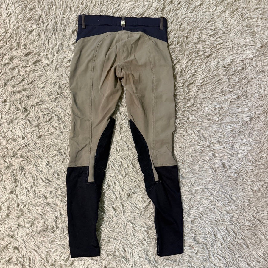 Women’s Size XXS Tan B Vertigo Knee Patch Horseback Riding Breeches. Good Cond.