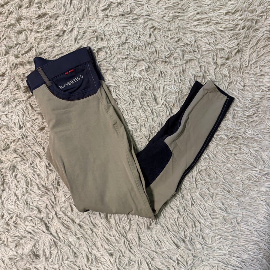 Women’s Size XXS Tan B Vertigo Knee Patch Horseback Riding Breeches. Good Cond.