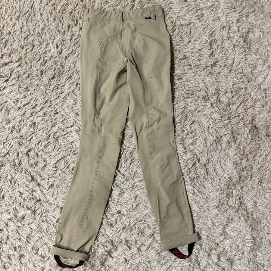 Girl’s Size 14 Tan Struck Knee Patch Horseback Riding Jodphur Breeches. Good Con