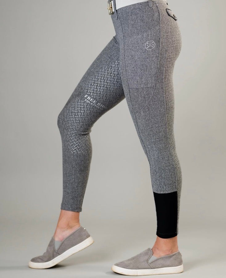 Free Ride Equestrian - Lux Hybrid - Gray Tweed - Knee Patch