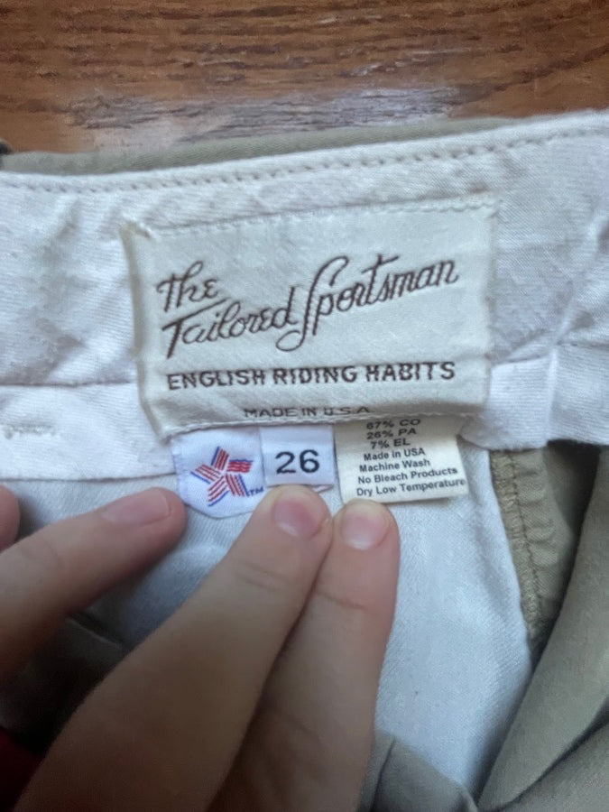 Tailored Sportsman Tan Side Zip Breech, size 26R