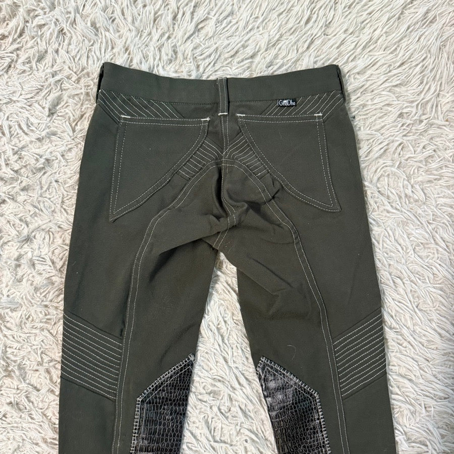 Women’s Size 26 Green Ghodho Knee Patch Horseback Riding Breeches. Good Cond.