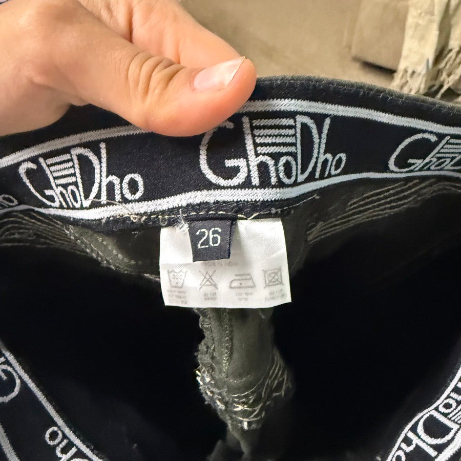 Women’s Size 26 Green Ghodho Knee Patch Horseback Riding Breeches. Good Cond.
