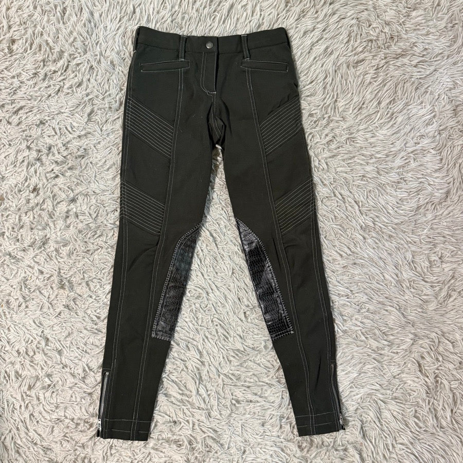 Women’s Size 26 Green Ghodho Knee Patch Horseback Riding Breeches. Good Cond.
