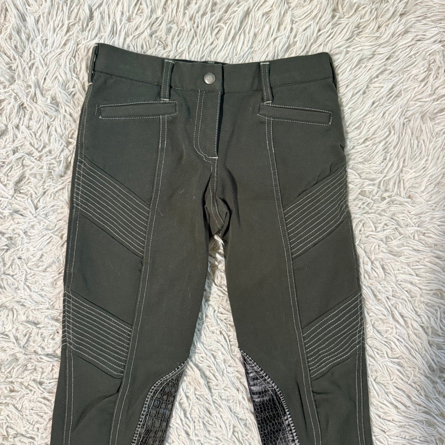 Women’s Size 26 Green Ghodho Knee Patch Horseback Riding Breeches. Good Cond.