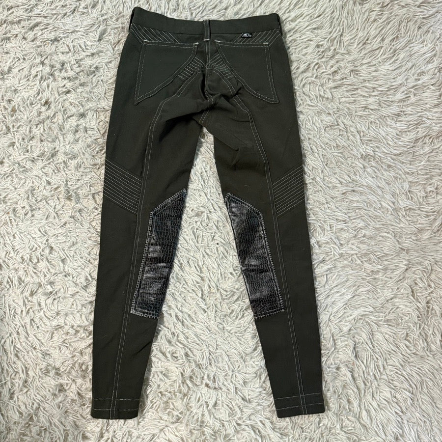 Women’s Size 26 Green Ghodho Knee Patch Horseback Riding Breeches. Good Cond.