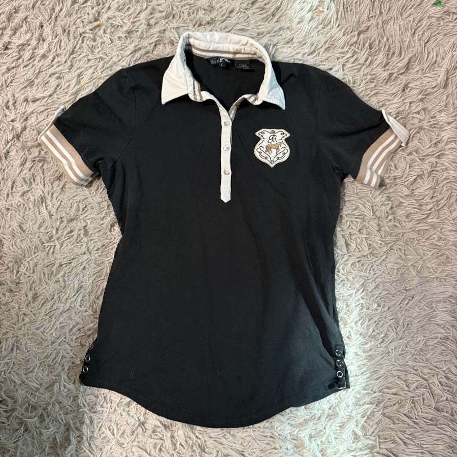 GOODE RIDER Women’s Large Black Goode Rider Short Sleeve Horseback Riding Polo Shirt