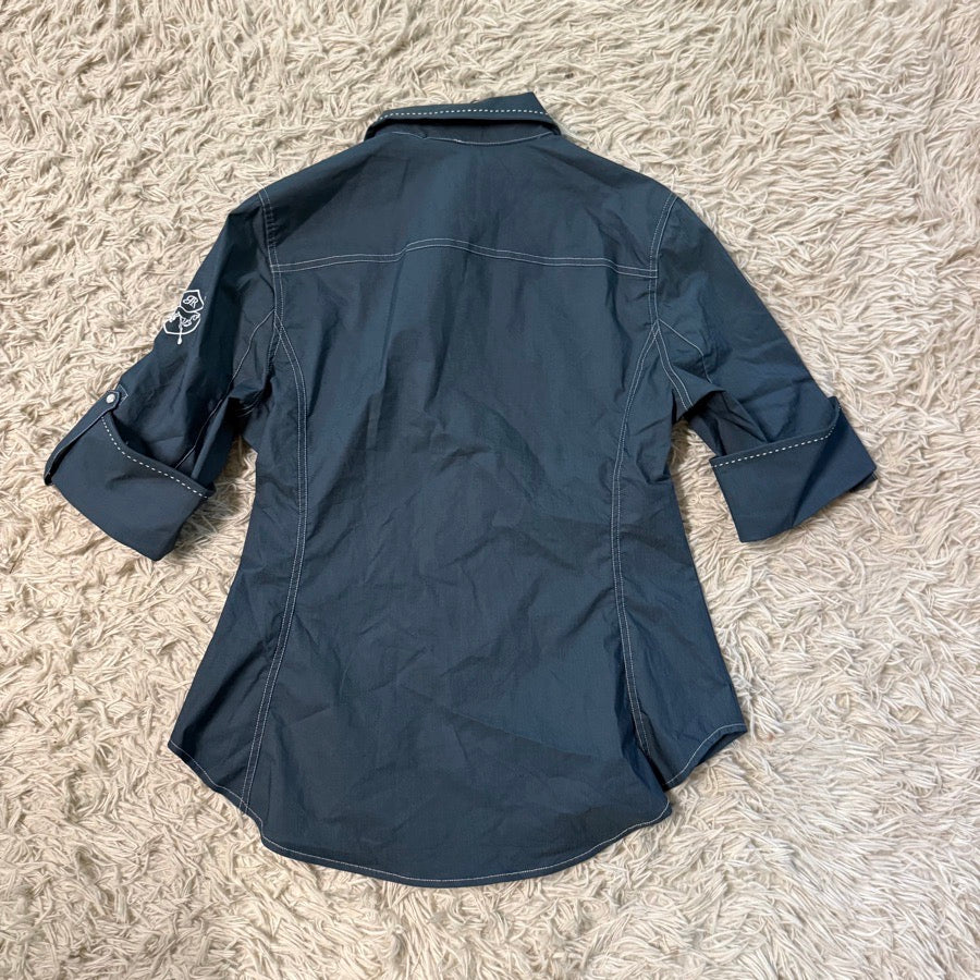 GOODE RIDER New Women’s Medium Blue Goode Rider Horseback Riding Button Down Shirt (3)