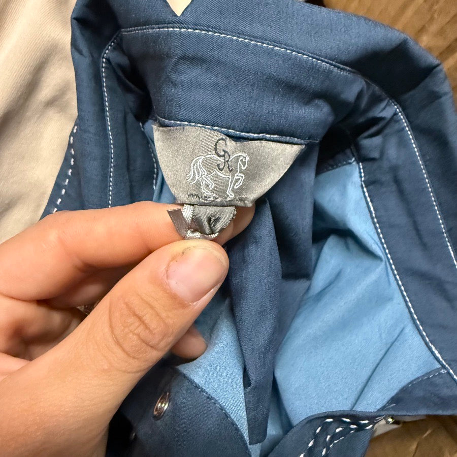 GOODE RIDER New Women’s Medium Blue Goode Rider Horseback Riding Button Down Shirt (5)