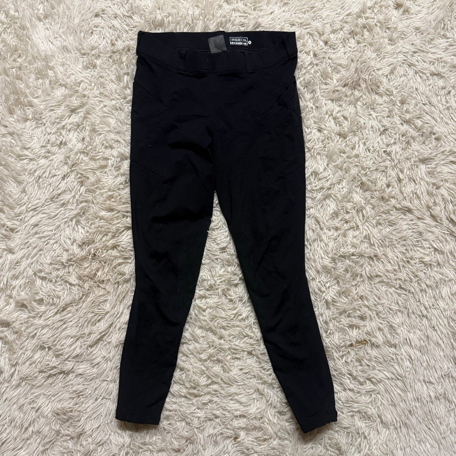 Women’s XL Black Irideon Knee Patch Horseback Riding Tights Breeches. Good Cond