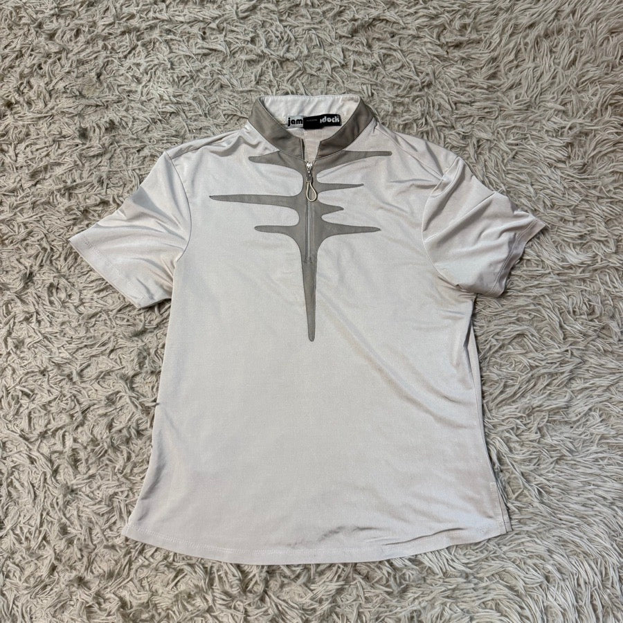 Other Women’s Medium White Jamie Sadock Short Sleeve Horseback Riding Gold Polo Shirt