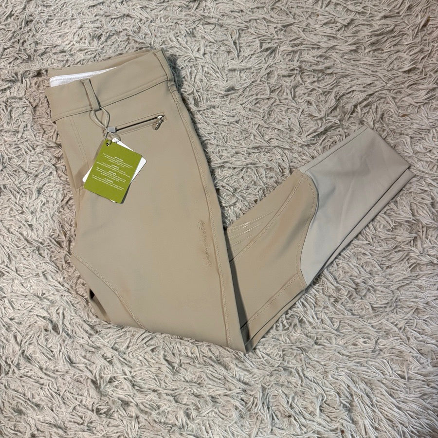 New Size 30R Tan Samshield Chloe Script Knee Patch Horseback Riding Breeches