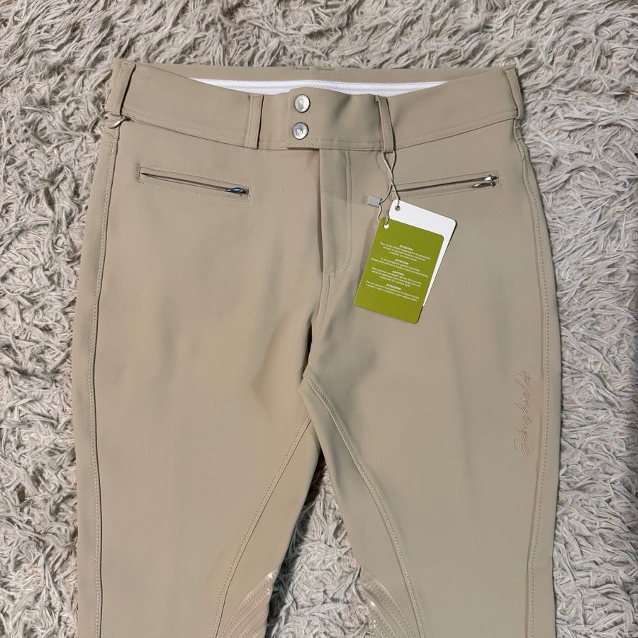 New Size 30R Tan Samshield Chloe Script Knee Patch Horseback Riding Breeches