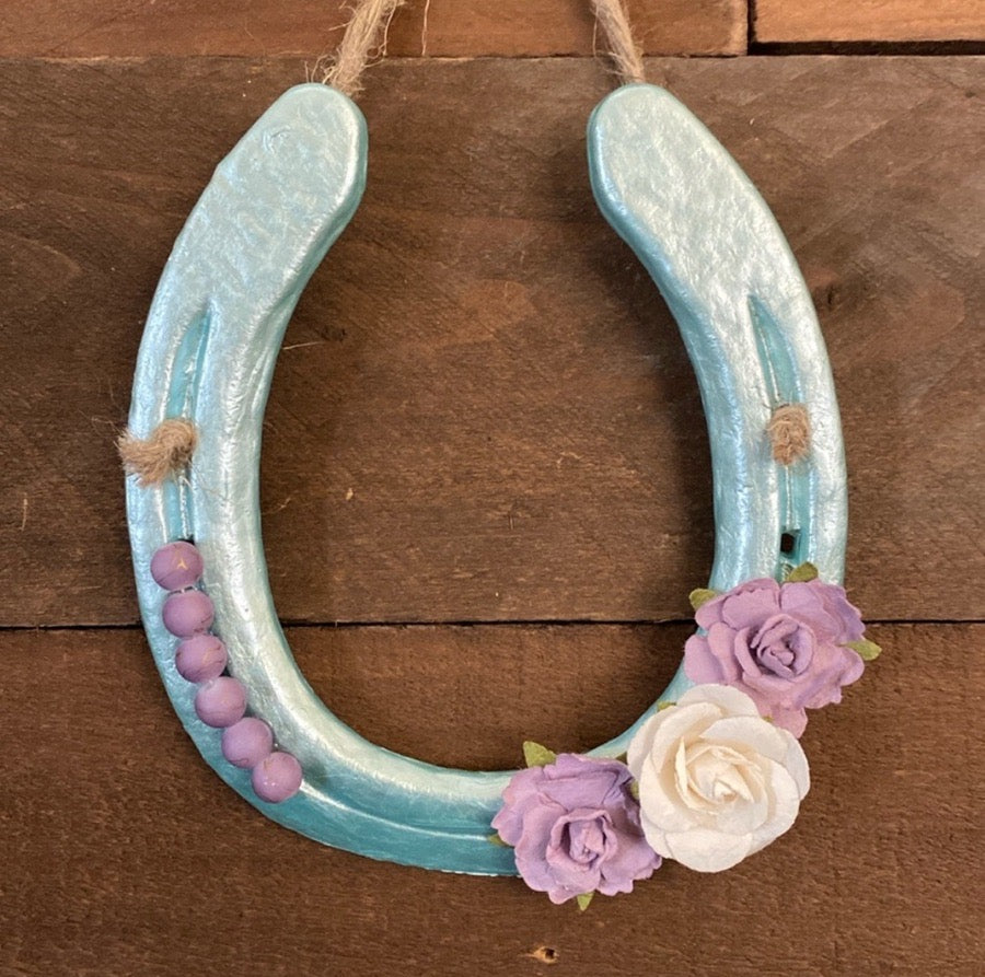 Hand Painted Floral Horseshoe