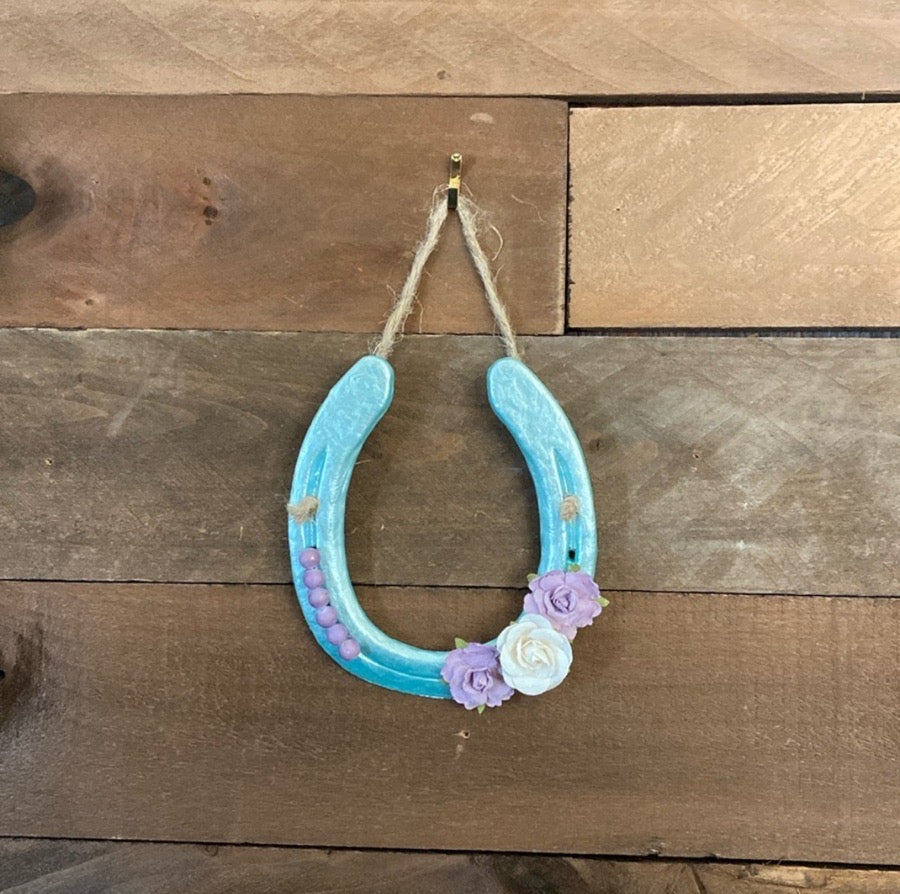 Hand Painted Floral Horseshoe