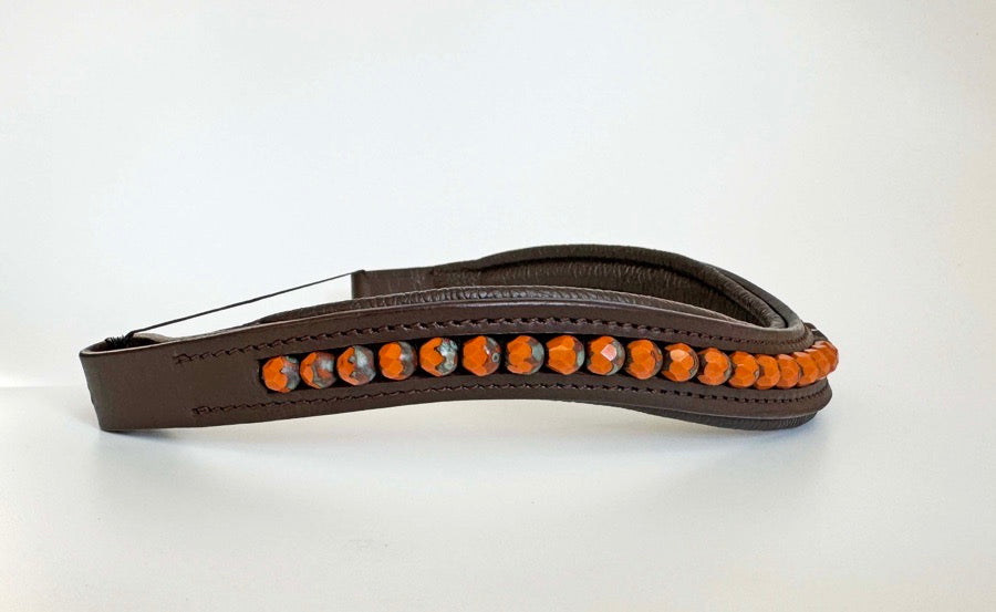 Orange & Black Beaded Browband | Halloween Browband