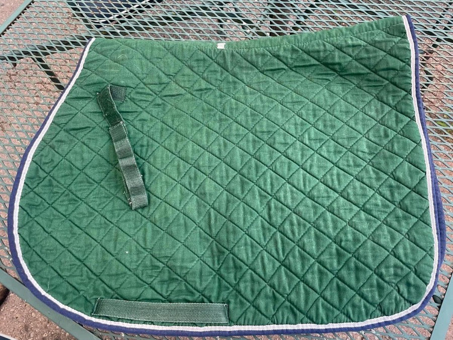 ROMA roma green saddle pad w/ blue & white piping