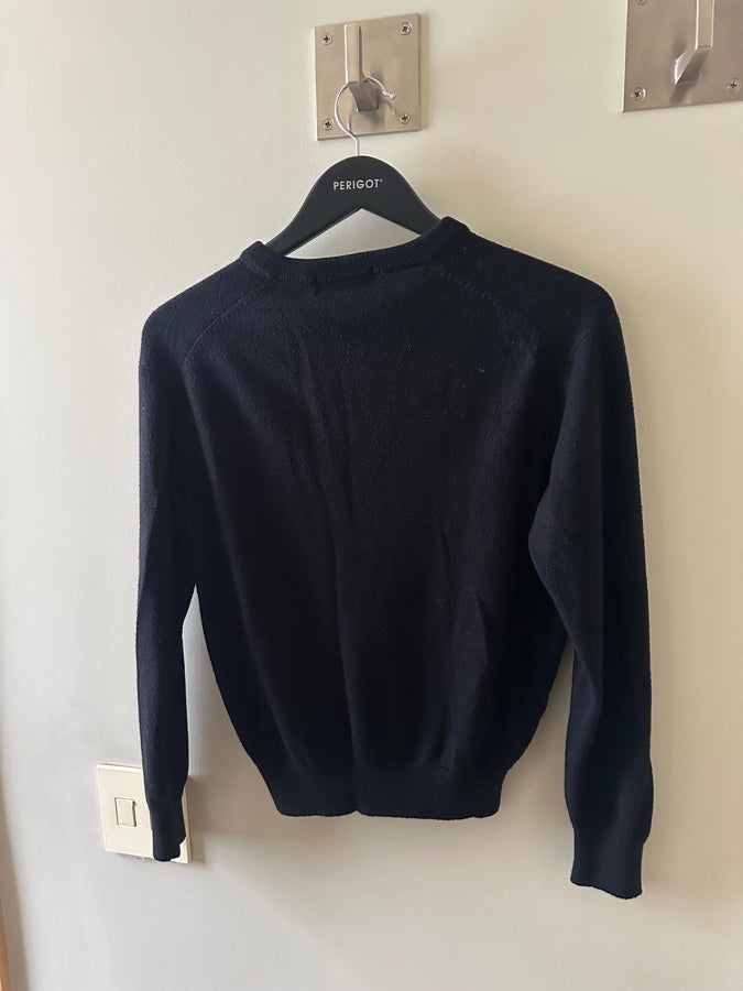 Hadfields Black V-Neck Cashmerlon Sweater - Medium