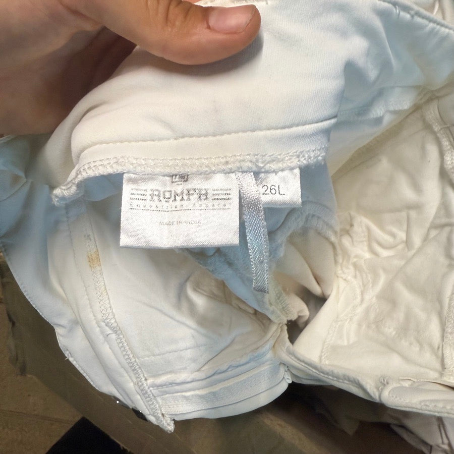 Women’s Size 26L White Romfh Knee Patch Horseback Riding Breeches