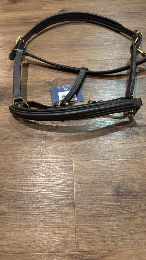 NWT Premier Equine Padded Leather Halter. Size Extra Full - Dark Brown