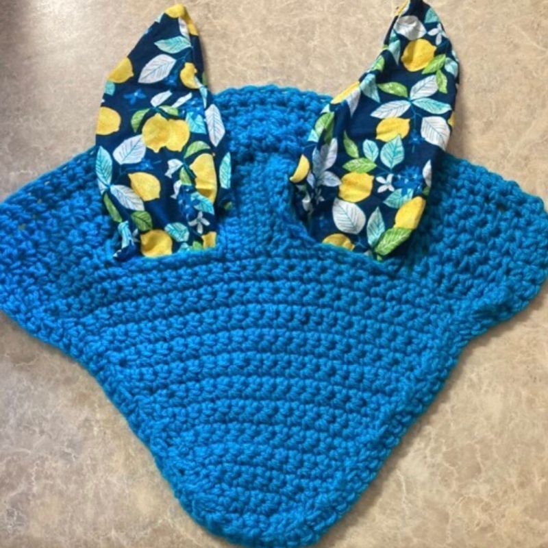Custom Blue Lemons Ear Bonnet