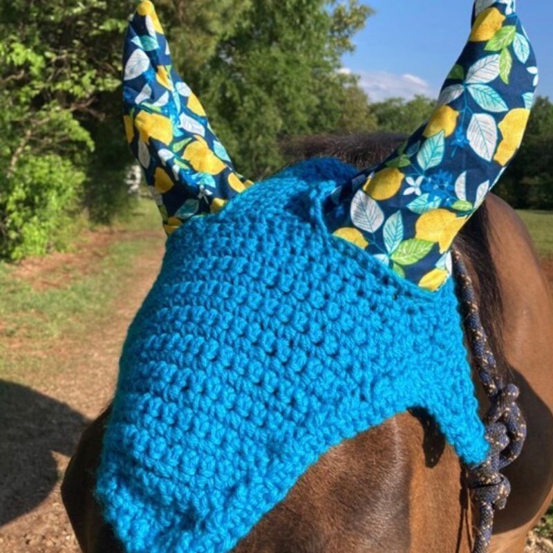 Custom Blue Lemons Ear Bonnet