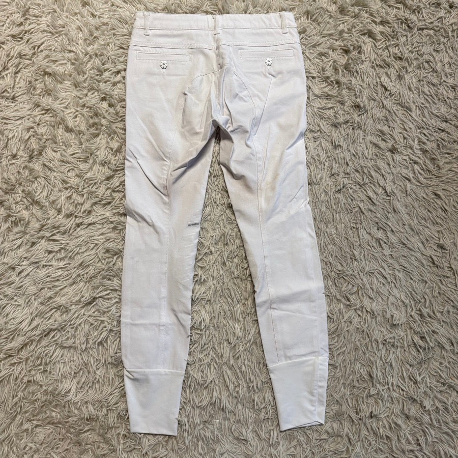 Girl’s Size 12 White Animo Knee Patch Horseback Riding Breeches. Good Condition.