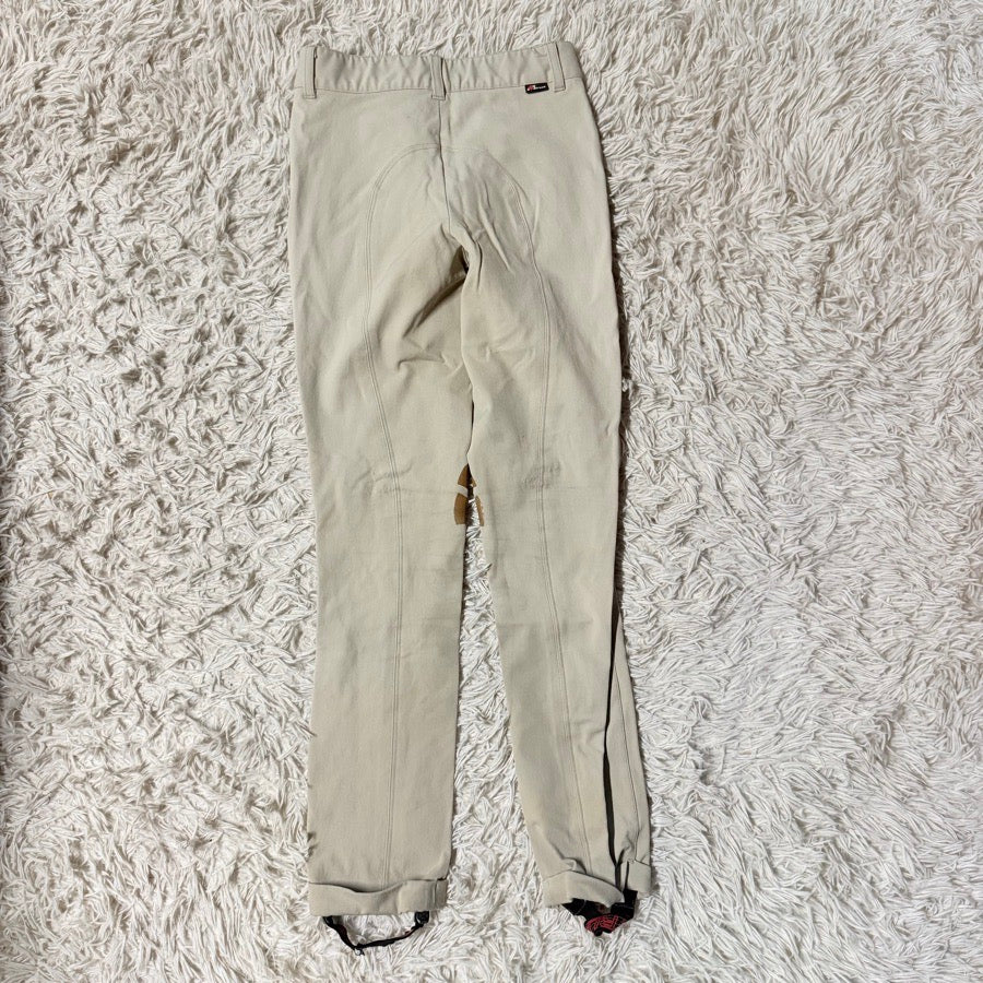 Girl’s Size 12 Tan Struck Knee Patch Horseback Riding Jodphur Breeches. Good Con
