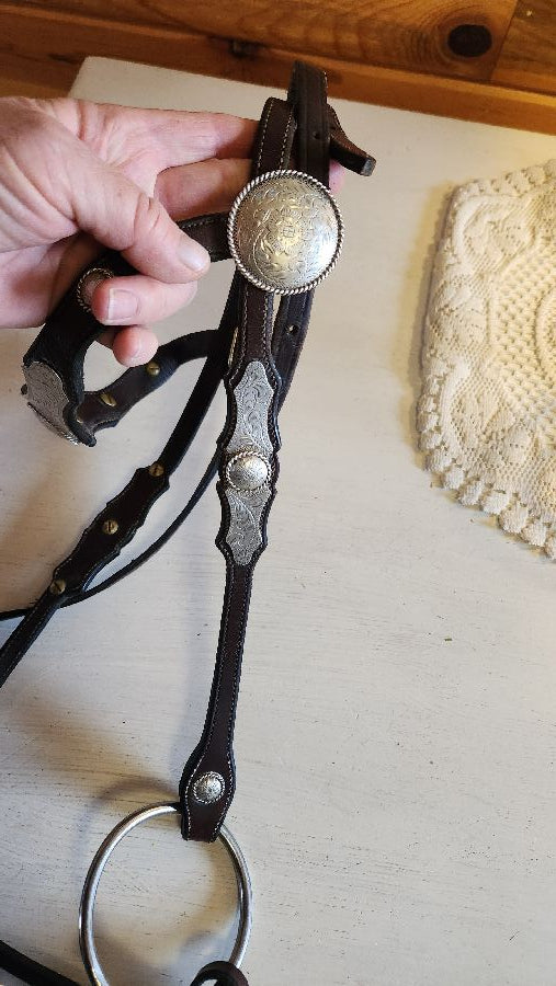 CUSTOM SADDLERY Silver Bridle set with romel reins and matching breast collar (2)