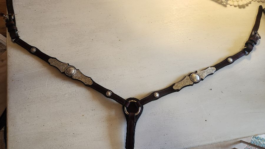 CUSTOM SADDLERY Silver Bridle set with romel reins and matching breast collar (5)