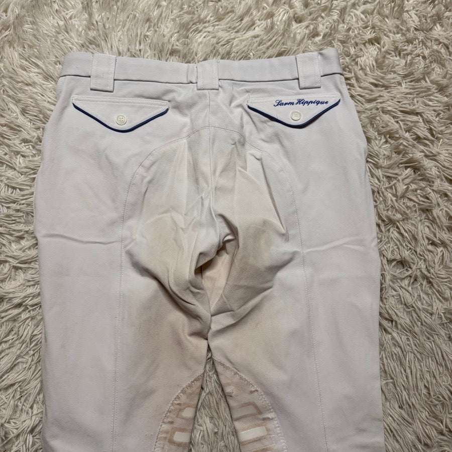 Women’s Size 32 White Sarm Hippique Knee Patch Horseback Riding Breeches