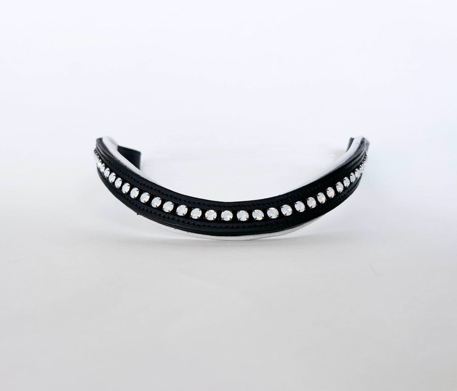 Moonstone Crystal Browband with White Contrast Padding