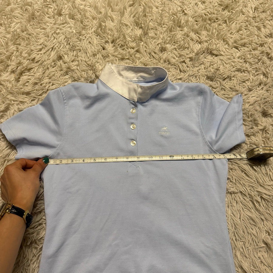 Women’s Blue Pikeur Short Sleeve Horseback Riding Show Shirt. Good Condition.