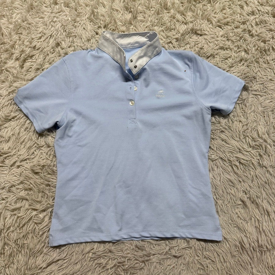 Women’s Blue Pikeur Short Sleeve Horseback Riding Show Shirt. Good Condition.