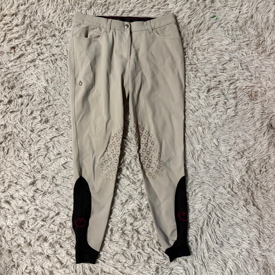 Women’s Size IT44 Tan Cavalleria Toscana Knee Patch Horseback Riding Breeches