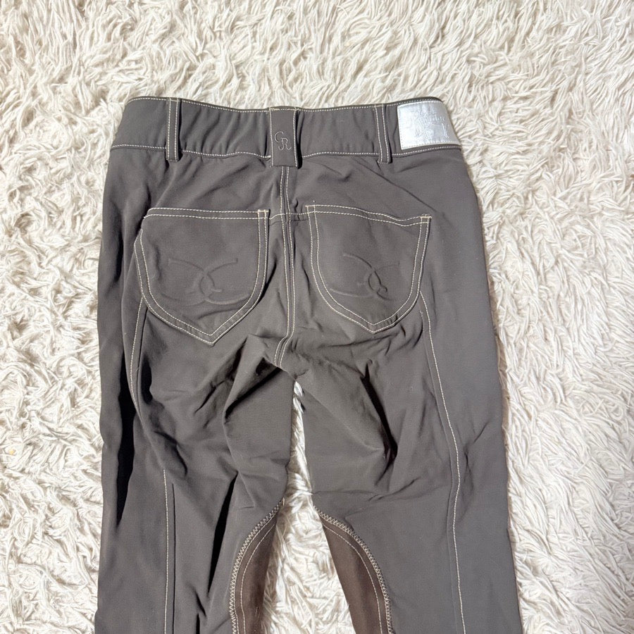 Women’s Size 26 Grey/Brown Goode Rider Knee Patch Horseback Riding Breeches