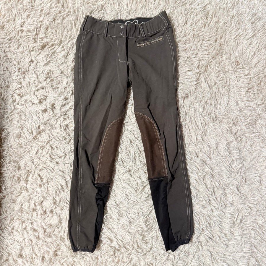 Women’s Size 26 Grey/Brown Goode Rider Knee Patch Horseback Riding Breeches