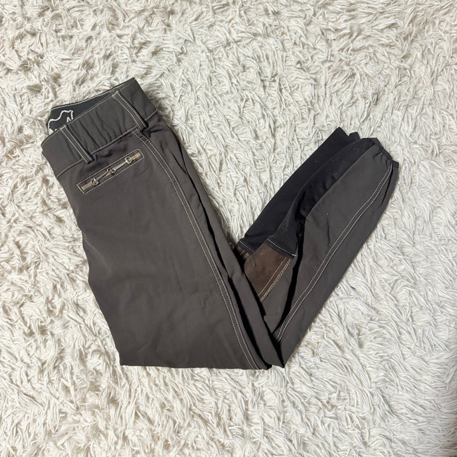 Women’s Size 26 Grey/Brown Goode Rider Knee Patch Horseback Riding Breeches