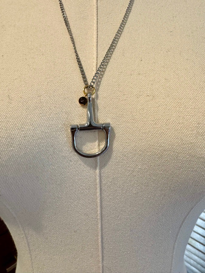 NWOT Sterling Silver Horse Bit Necklace w/Gold Accents & Clasp